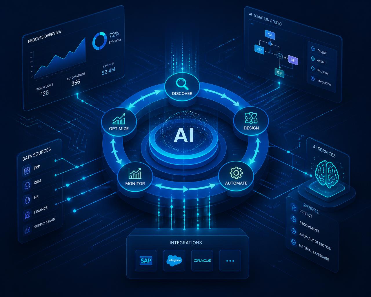 Ilustração de automação e inteligência artificial